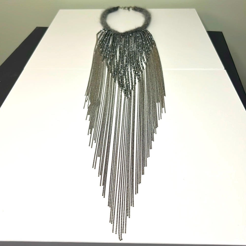 Brunello Cucinelli Monili Beaded Fringe Waterfall Necklace